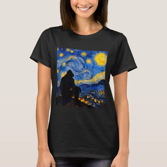 Funny Bigfoot Graphic Van Gogh Style Sasquatch Sta T Shirt (Framsida)