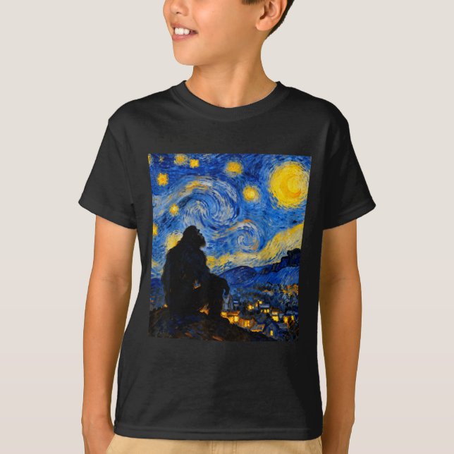 Funny Bigfoot Graphic Van Gogh Style Sasquatch Sta T Shirt (Framsida)