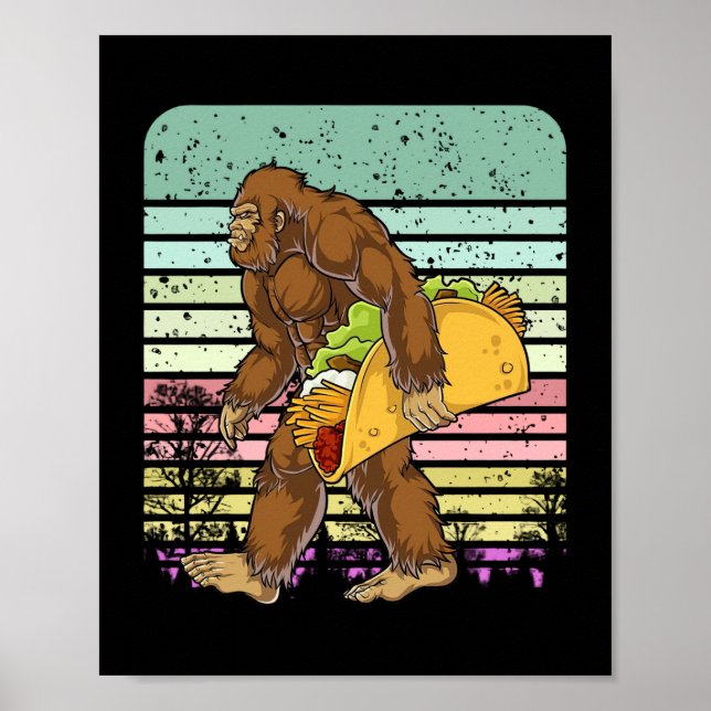 Funny Bigfoot Holding A Taco Poster (Framsidan)