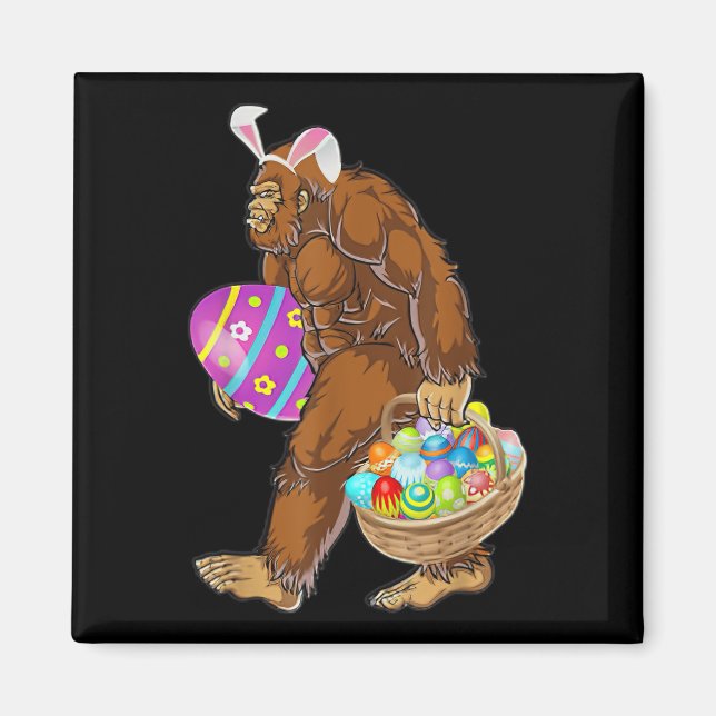 Funny Bigfoot Hunting Påskäggs Magnet (Framsidan)