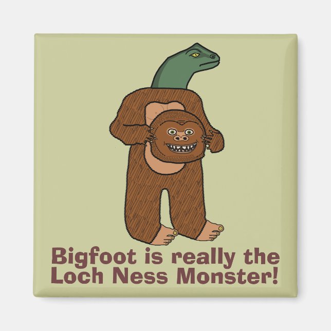 Funny Bigfoot Loch Ness Monster Magnet (Framsidan)