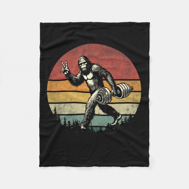 Funny Bigfoot Lympgym Retro Bigfoot Sasquatch Fleecefilt (Framsidan)