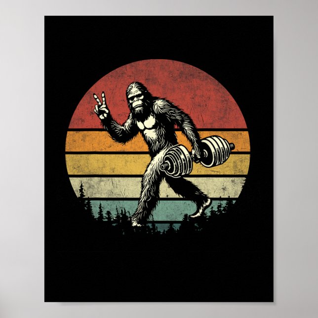 Funny Bigfoot Lympgym Retro Bigfoot Sasquatch Poster (Framsidan)