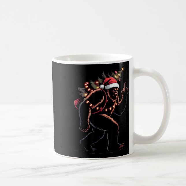 Funny Bigfoot Middle Finger Christmas Sasquatch An Kaffemugg (Höger)