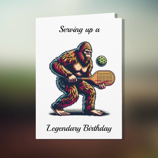 Funny Bigfoot Pickleball Birthday Kort (Skapare uppladdad)