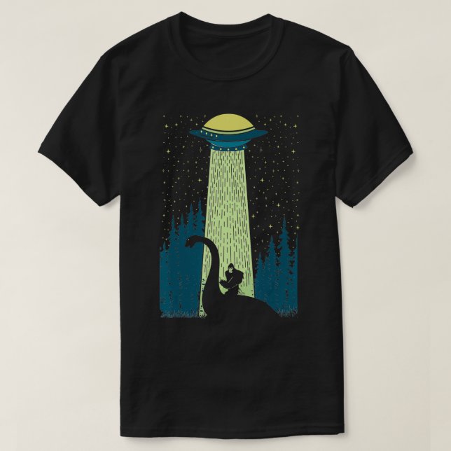 Funny Bigfoot Riding Loch Ness Monster Nessie Sasq T Shirt (Design framsida)