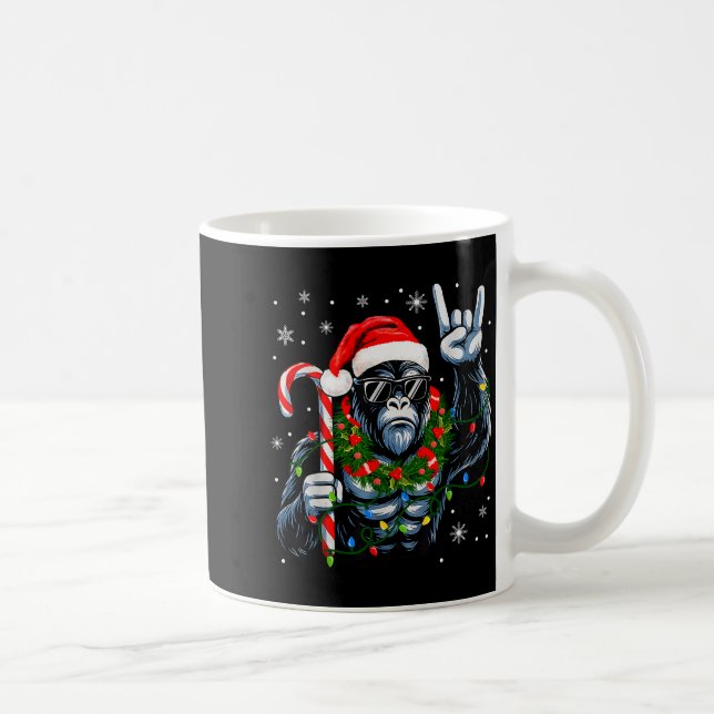Funny Bigfoot Rock On Pajamas Pjs Christmas Xmas M Kaffemugg (Höger)
