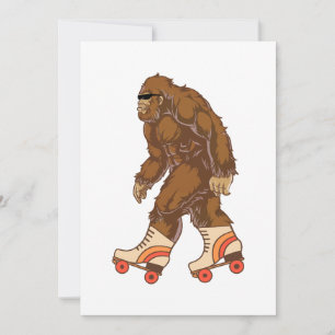 Funny Bigfoot Roller Skating Julkort