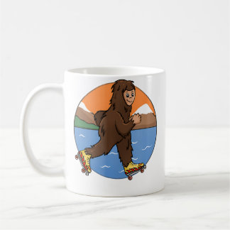 Funny Bigfoot Roller Skating Lover Skater Illustra Kaffemugg