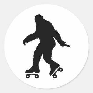 Funny Bigfoot Roller Skating Runt Klistermärke