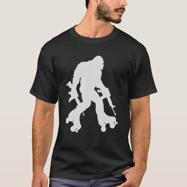 Funny Bigfoot Roller Skating Sasquatch 70S 80S Ska T Shirt (Framsida)