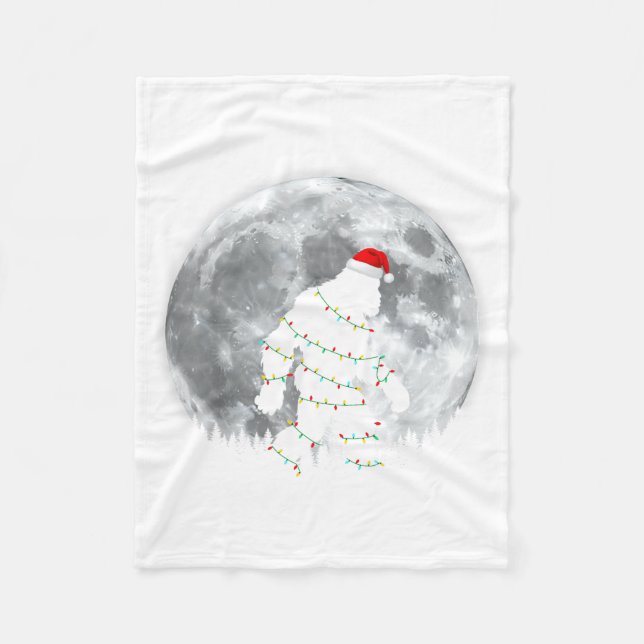 Funny Bigfoot Santa Moon Christmas Lights Xmas Sas Fleecefilt (Framsidan)
