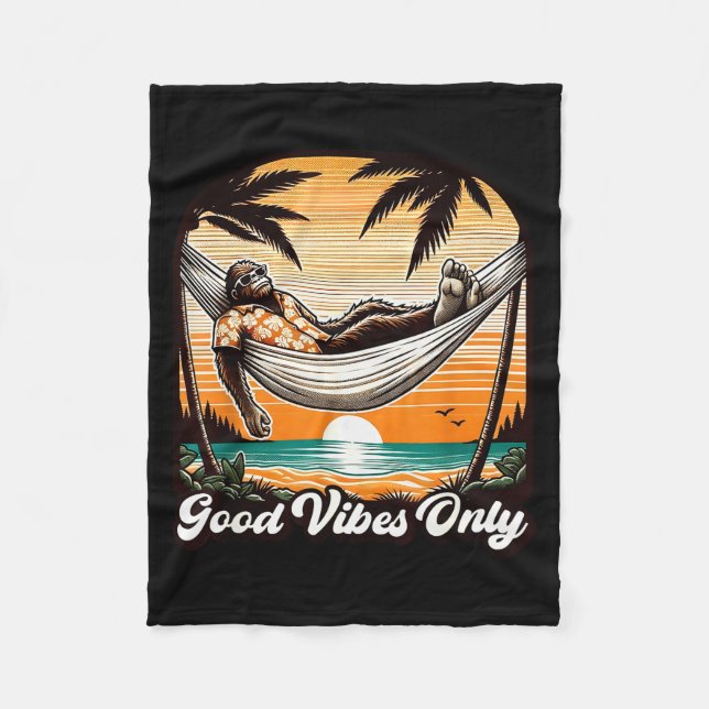 Funny Bigfoot Sasquatch Hawaiian Retro Beach Vacat Fleecefilt (Framsidan)