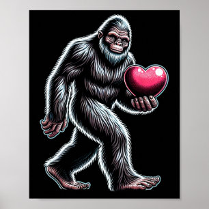 Funny Bigfoot Sasquatch Heart Manar Kids Boys Vale Poster