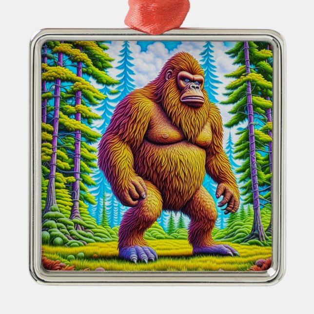 Funny Bigfoot Sasquatch-jul Julgransprydnad Metall (Framsidan)
