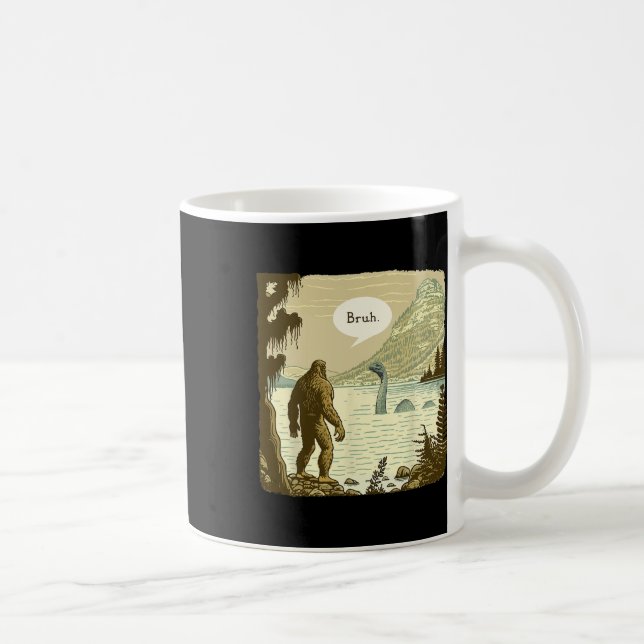 Funny Bigfoot Sasquatch Loch Ness Monster Introver Kaffemugg (Höger)