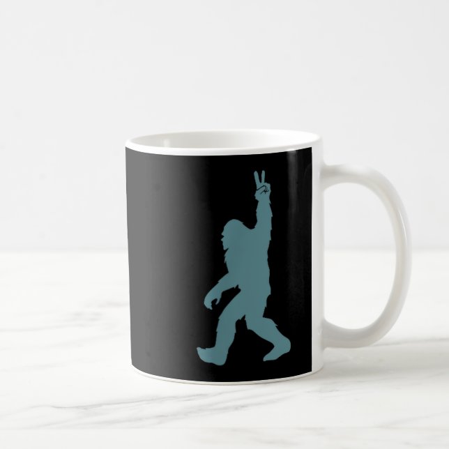 Funny Bigfoot Sasquatch Peace Sign Big Foot Squatc Kaffemugg (Höger)