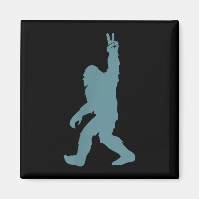 Funny Bigfoot Sasquatch Peace Sign Big Foot Squatc Magnet (Framsidan)