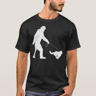 Funny Bigfoot Sasquatch Walking Golden Retriever D T Shirt