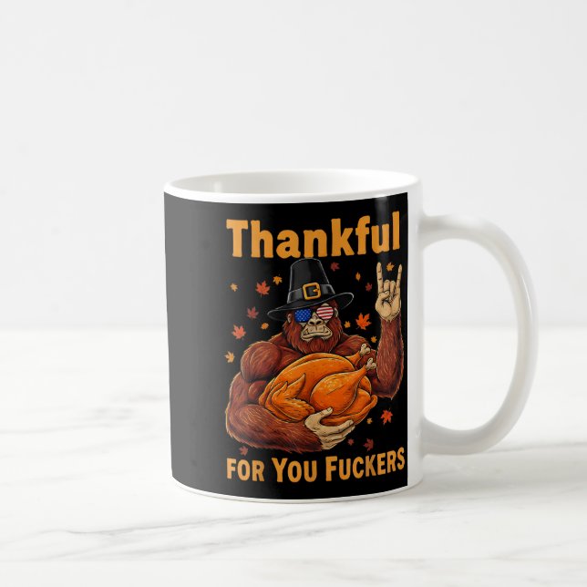 Funny Bigfoot Thanksgiving Thankful For You Forers Kaffemugg (Höger)