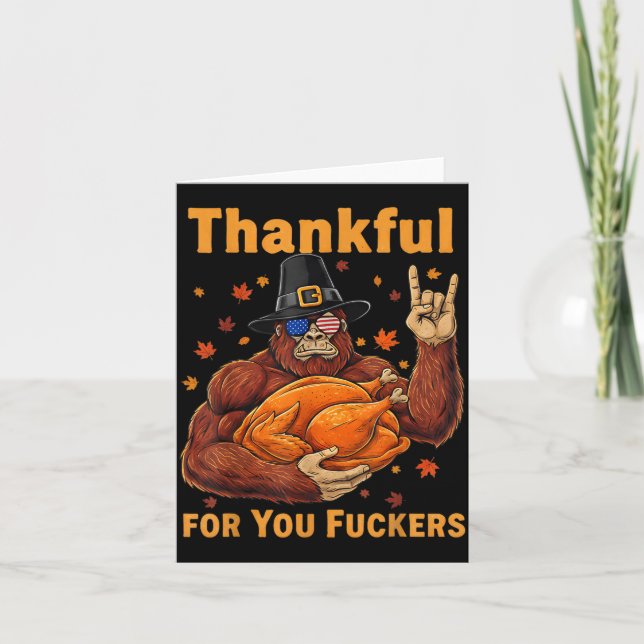Funny Bigfoot Thanksgiving Thankful For You Forers Kort (Framsida)