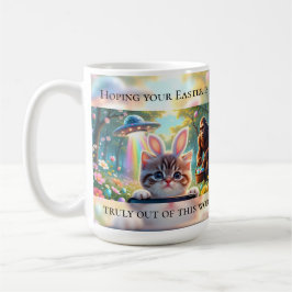 Funny Bigfoot UFO Easter | Cute Cat Bunny Selfie Kaffemugg