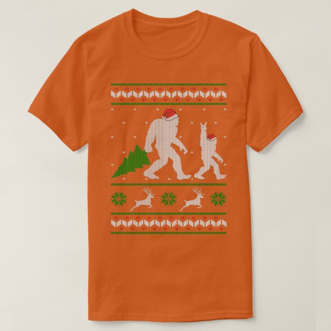 Funny Bigfoot Ugly jul Julafton Träd Yeti Sasqua T Shirt (Design framsida)