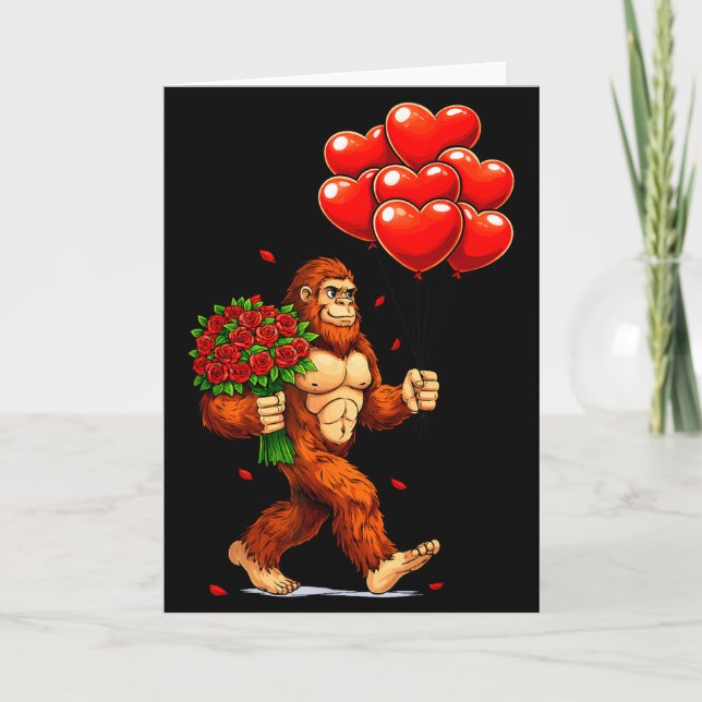 Funny Bigfoot Valentine Love Hearts Sasquatch Grap Kort (Framsida)