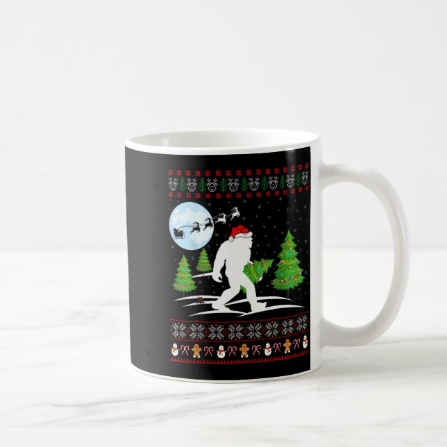 Funny Bigfoot Xmas Gift Santa Hat Ugly Bigfoot Chr Kaffemugg (Höger)