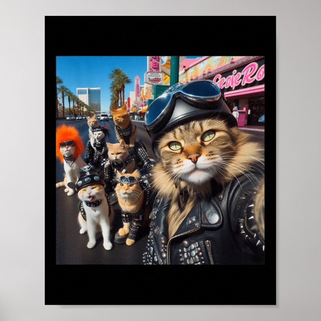 Funny Biker Cats Gangster Cats Street Motorcle C Poster (Framsidan)