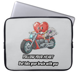 Funny biker heart follow your heart quote  laptop fodral