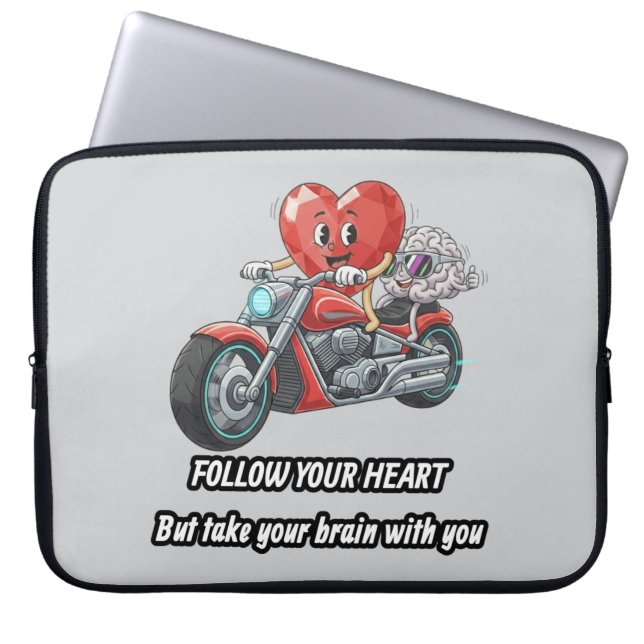 Funny biker heart follow your heart quote  laptop fodral (Framsidan)