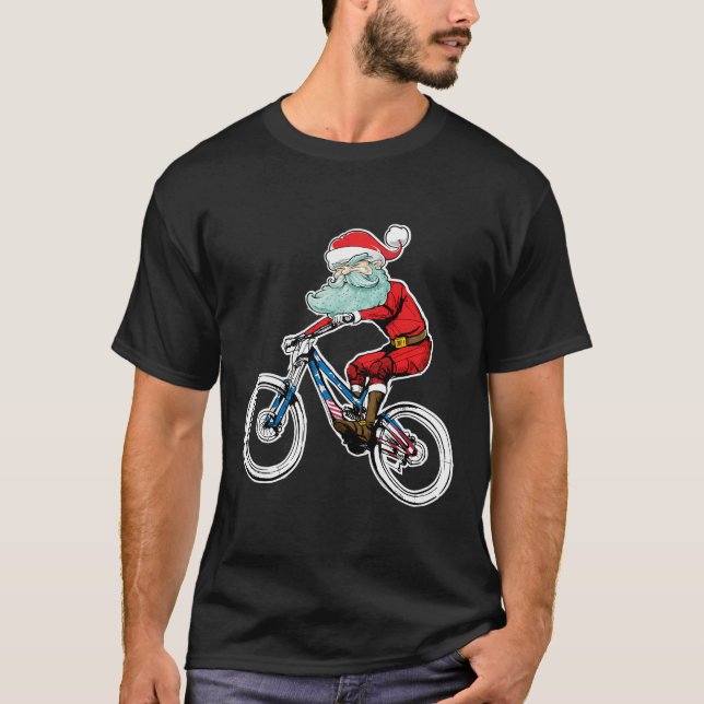 Funny Biking jul Mountain Bike Jultomten M T Shirt (Framsida)
