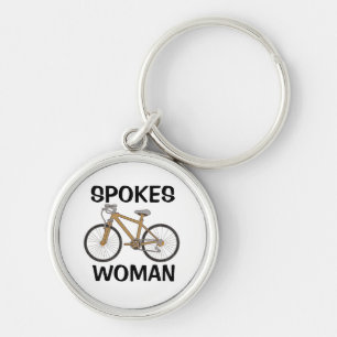 Funny Biking Mamma Spokes Woman Rund Silverfärgad Nyckelring