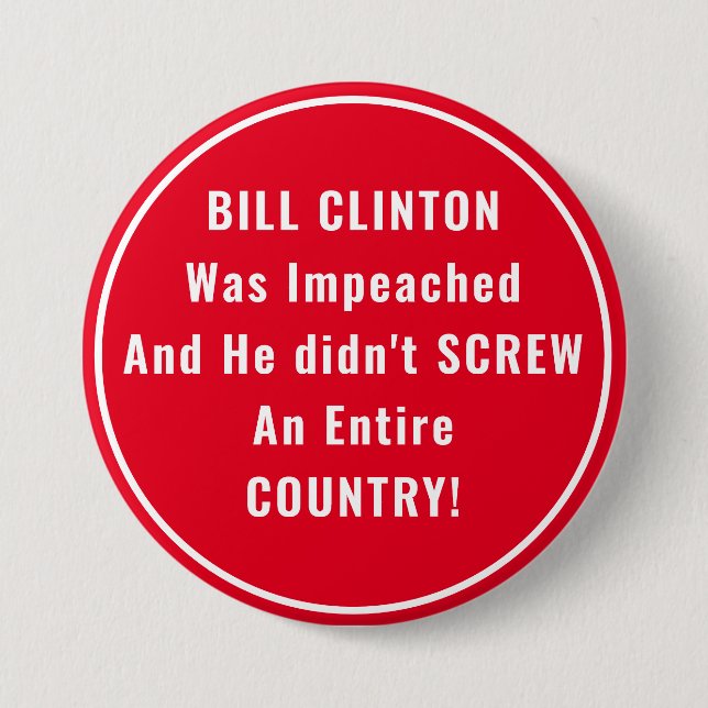Funny Bill Clinton och Trump Impeachment Knapp (Framsida)
