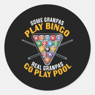 Funny Billiard Bassäng Grandpa Professionell Billi Runt Klistermärke