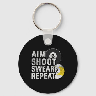 Funny Billiards Aim Shoot Swear Nyckelring