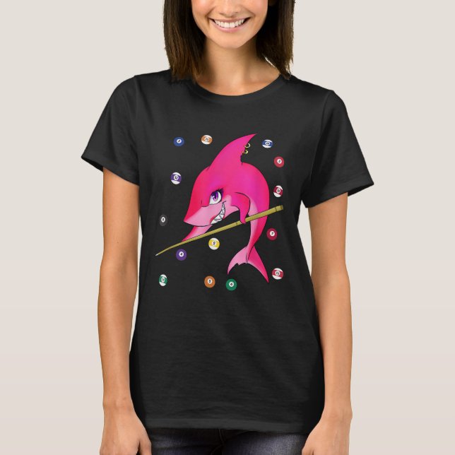 Funny Billiards Bassäng Shark Female T Shirt (Framsida)