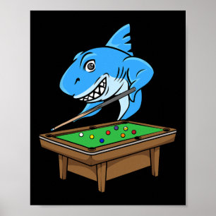 Funny Billiards Bassäng Shark Hall Snooker Joke Bi Poster