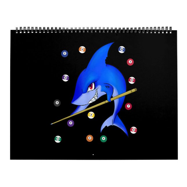 Funny Billiards Bassäng Shark Male Kalender (Omslag)
