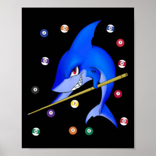Funny Billiards Bassäng Shark Male Poster