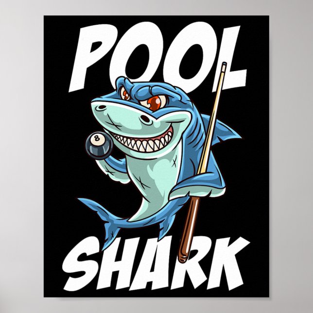 Funny Billiards Bassäng Shark Snooker Hall Joke Bi Poster (Framsidan)