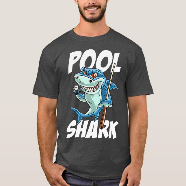 Funny Billiards Bassäng Shark Snooker Hall Joke T Shirt (Framsida)