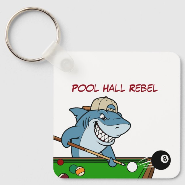 Funny Billiards Shark Pool Hall Rebel Keychains Nyckelring (Framsida)