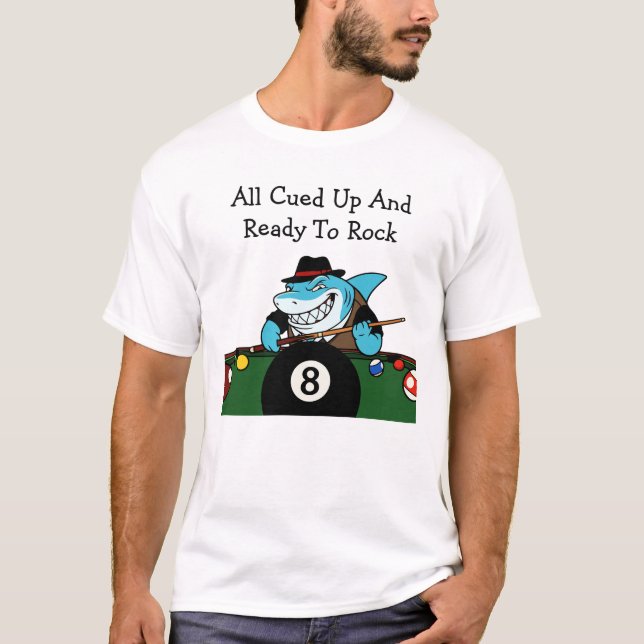 Funny Billiards Theme Pool Hall  T Shirt (Framsida)