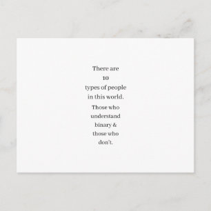 Funny Binary Math Computing Joke Gift-vykort Vykort