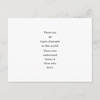 Funny Binary Math Computing Joke Gift-vykort Vykort