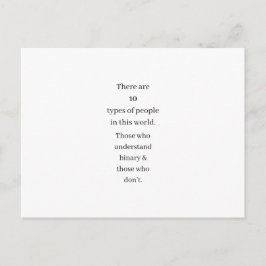 Funny Binary Math Computing Joke Gift-vykort Vykort