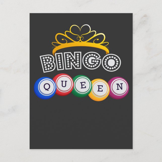 Funny Bingo Player Queen Granny Spelare Humor Vykort (Framsida)