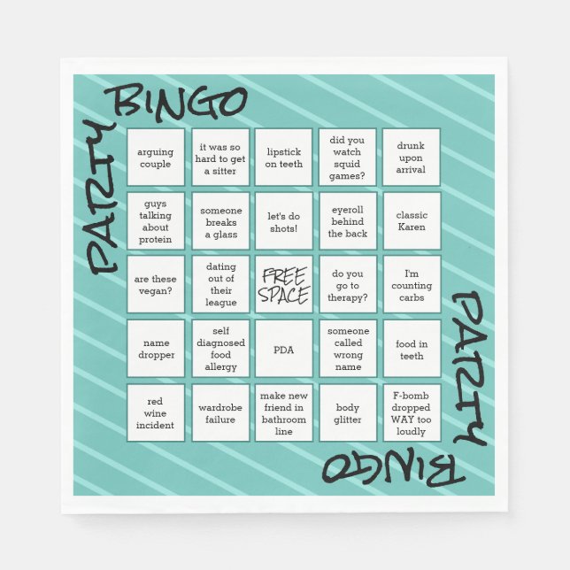 Funny Bingo Teal Modern Party Pappersservett (Framsidan)